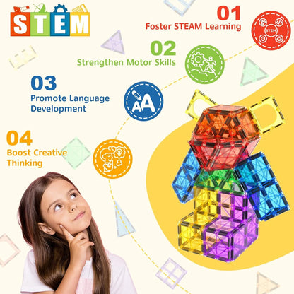 Magnetic Tiles Building Set – STEM Learning Toy for Kids